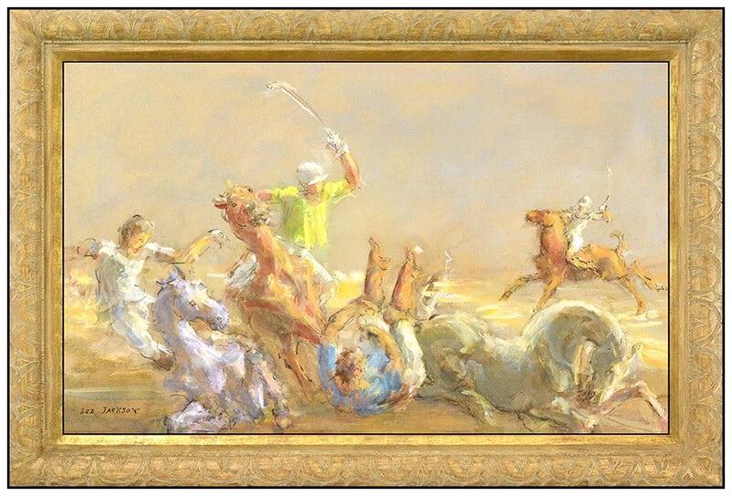 Lee Jackson Original Oil Painting On Board Signed Polo Horse Equestrian Framed Art (1 of 5)