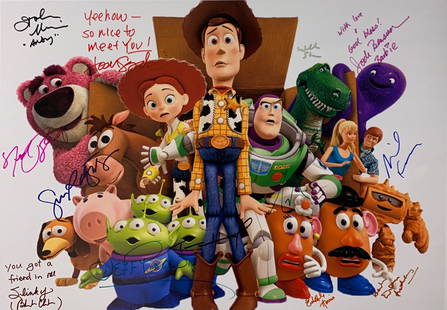 Autograph Signed Toys Story 3 Poster: Category: Autograph CollectiblesAutograph By: Tom Hanks, Tim Allen, Joan Cusack, Ned Beatty, Don Rickles, Michael Keaton, Wallace Shawn, John Ratzenberger, Estelle Harris, Jodi Benson, Blake Clark,