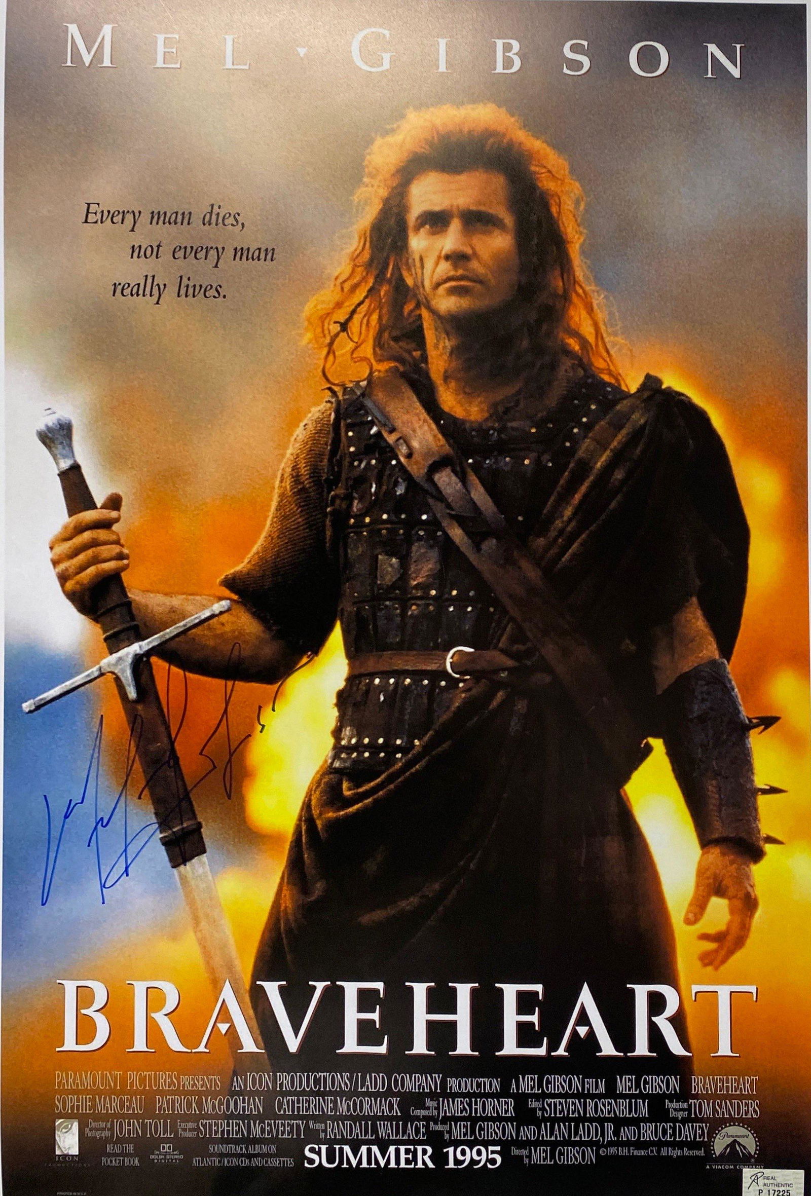 Autograph Signed Braveheart Mel Gibson Poster (1 of 1)