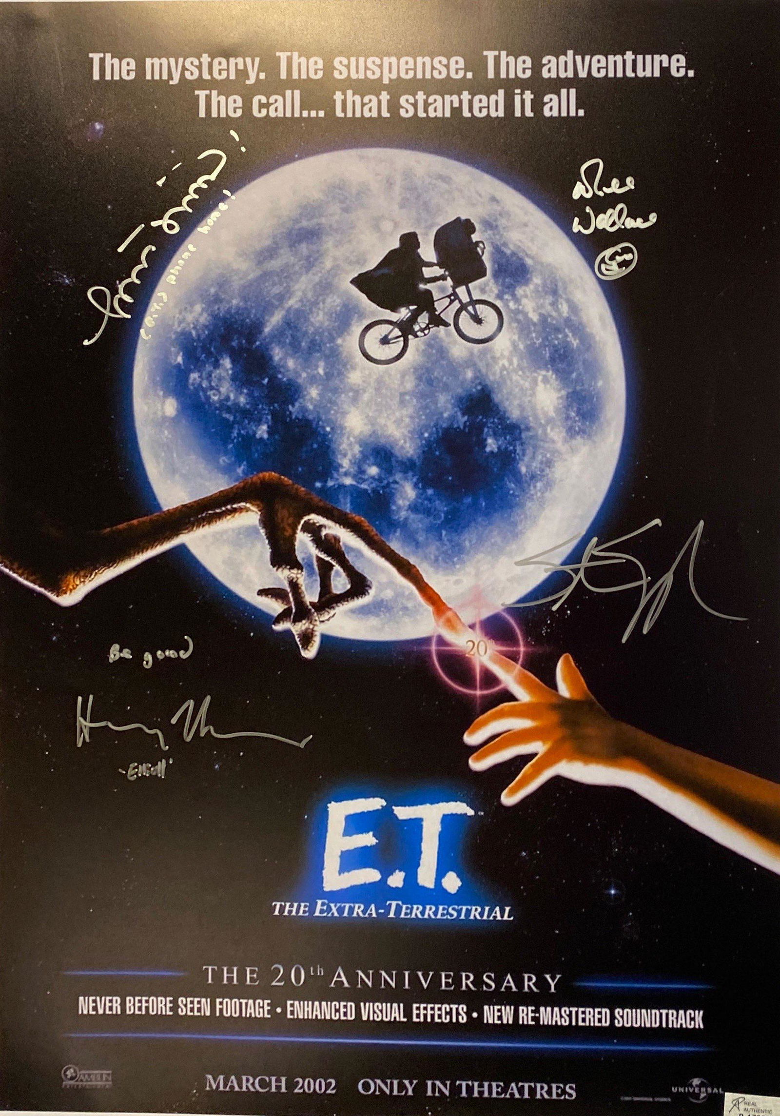 Autograph Signed E.T. Herny Thomas Poster: Category: Autograph CollectiblesAutograph By: Henry Thomas, Dee Wallace, Steven Spielberg, Merritt ButrickSize : 24'' x 16''Item is in great condition with no damage, unframed and certified.Please rev