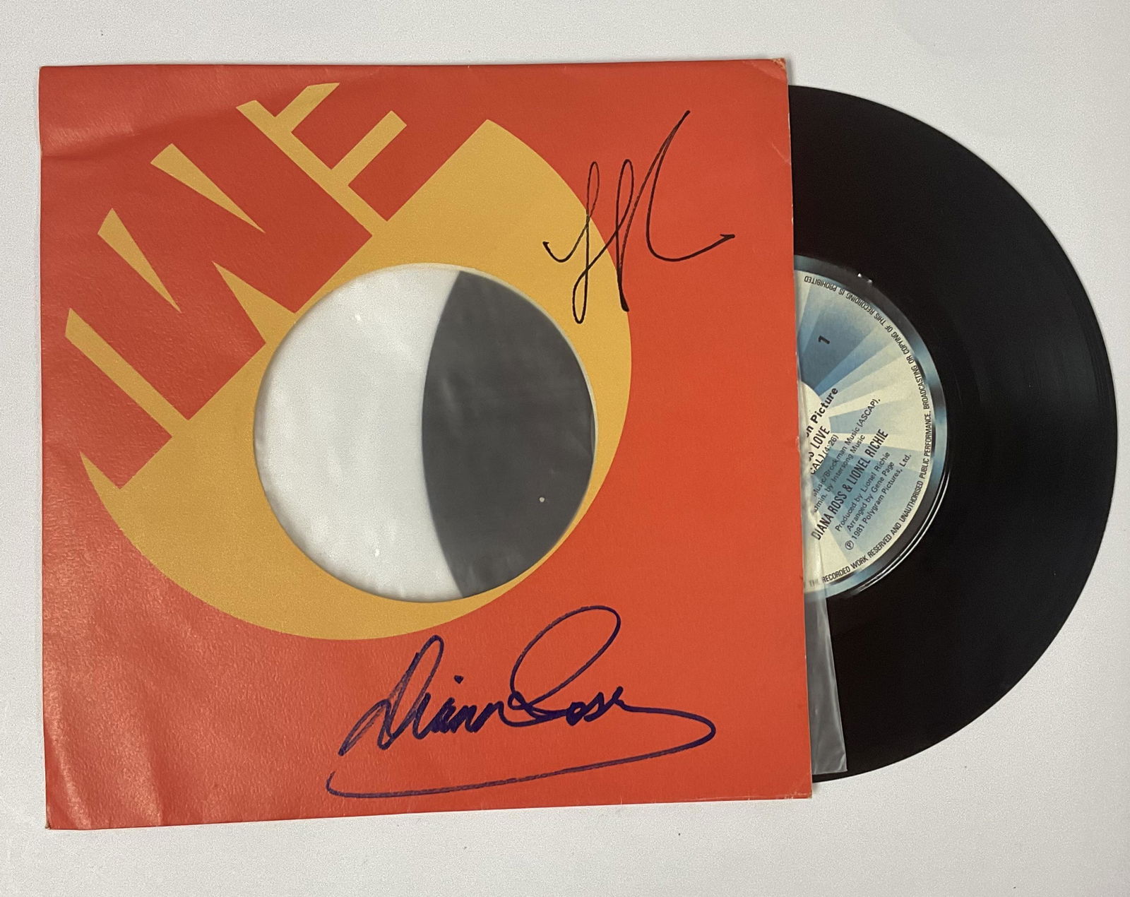 Autograph Signed Lionel Richie Diana Ross Vinyl (1 of 1)