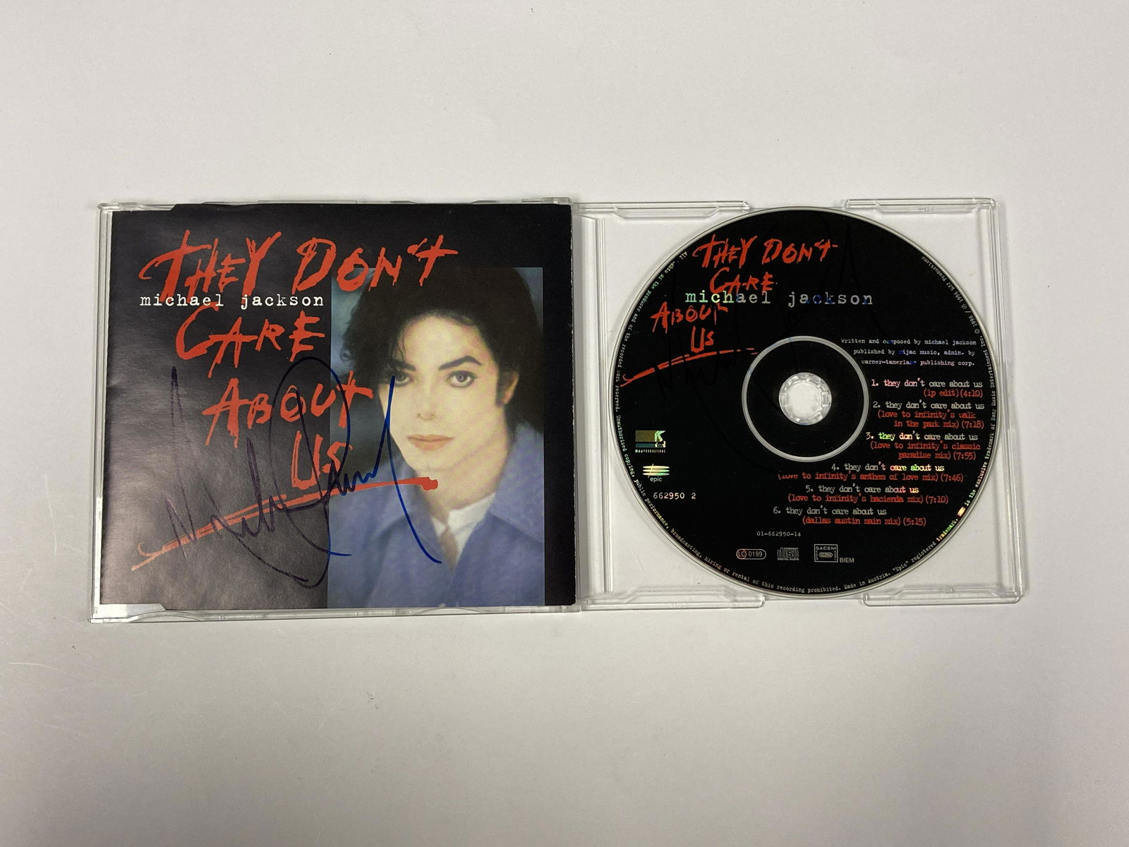 Autograph Signed Michael Jackson Care About Us Single (1 of 1)