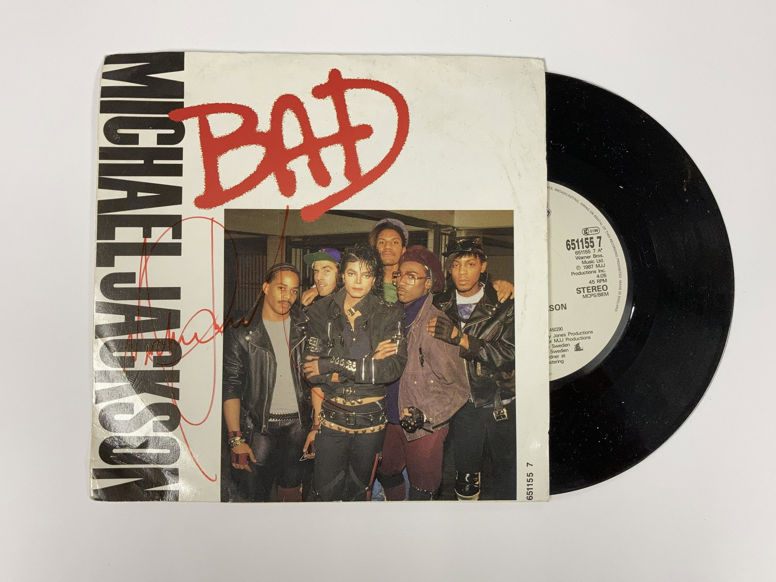 Autograph Signed Michael Jackson Mini Bad Vinyl (1 of 1)