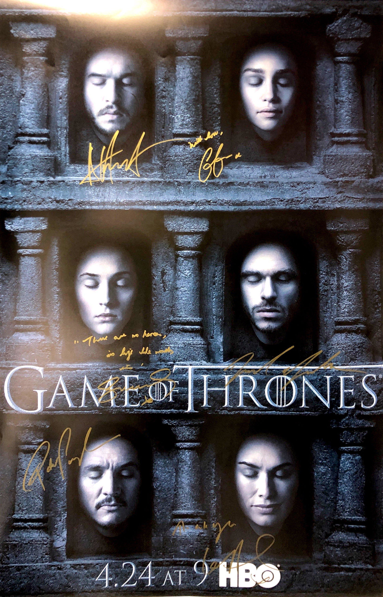 Autograph Signed Game of Thrones Poster: Category: Autograph CollectiblesAutograph Includes: Sophie Turner, Richard Madden, Emilia Clarke, Kit harington, Lena Headey, Pedro PascalSize : 24' x 36'Item is in great condition with no damage, unf