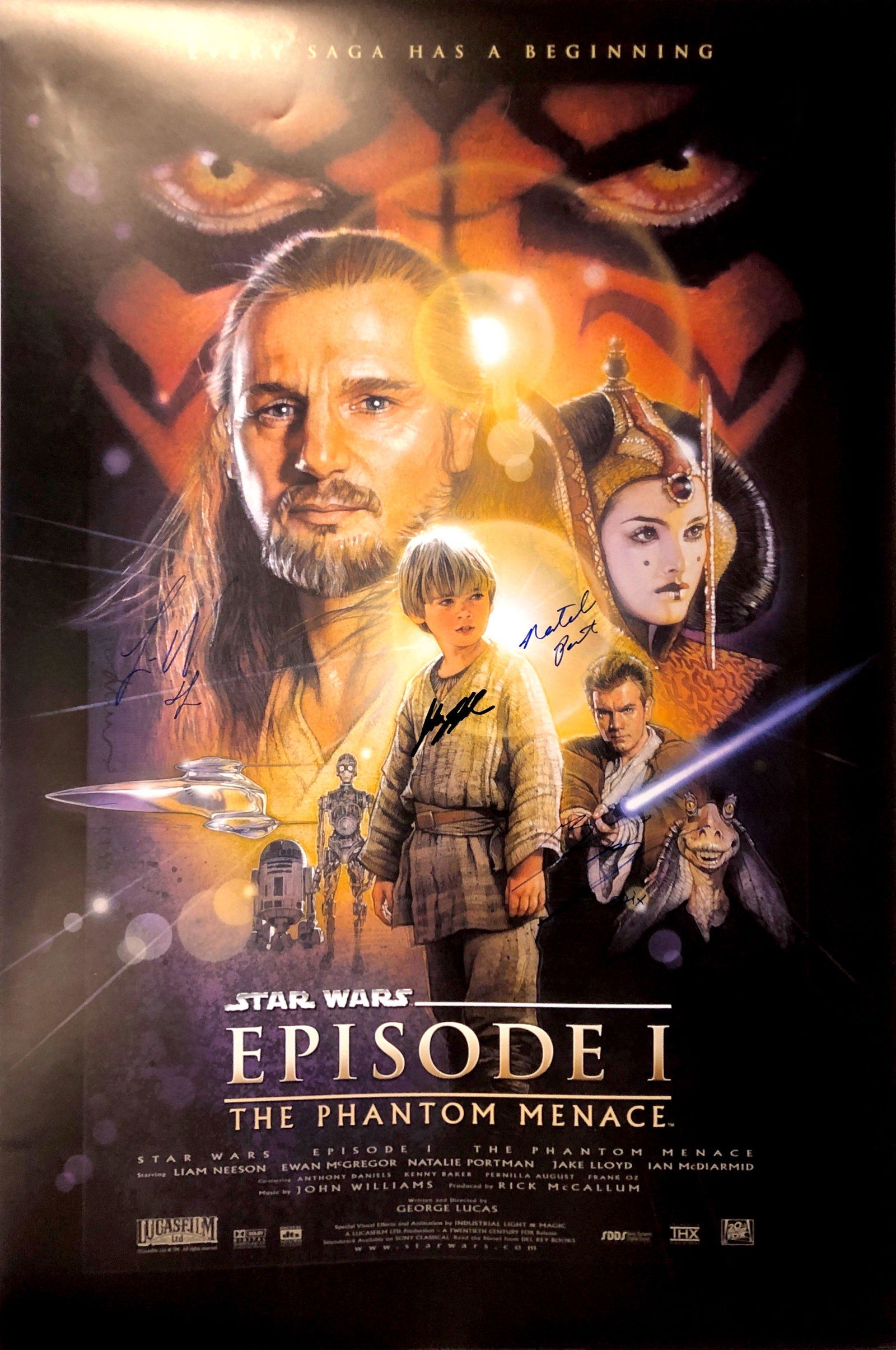 Autograph Signed Star Wars Phantom Menace Poster (1 of 1)