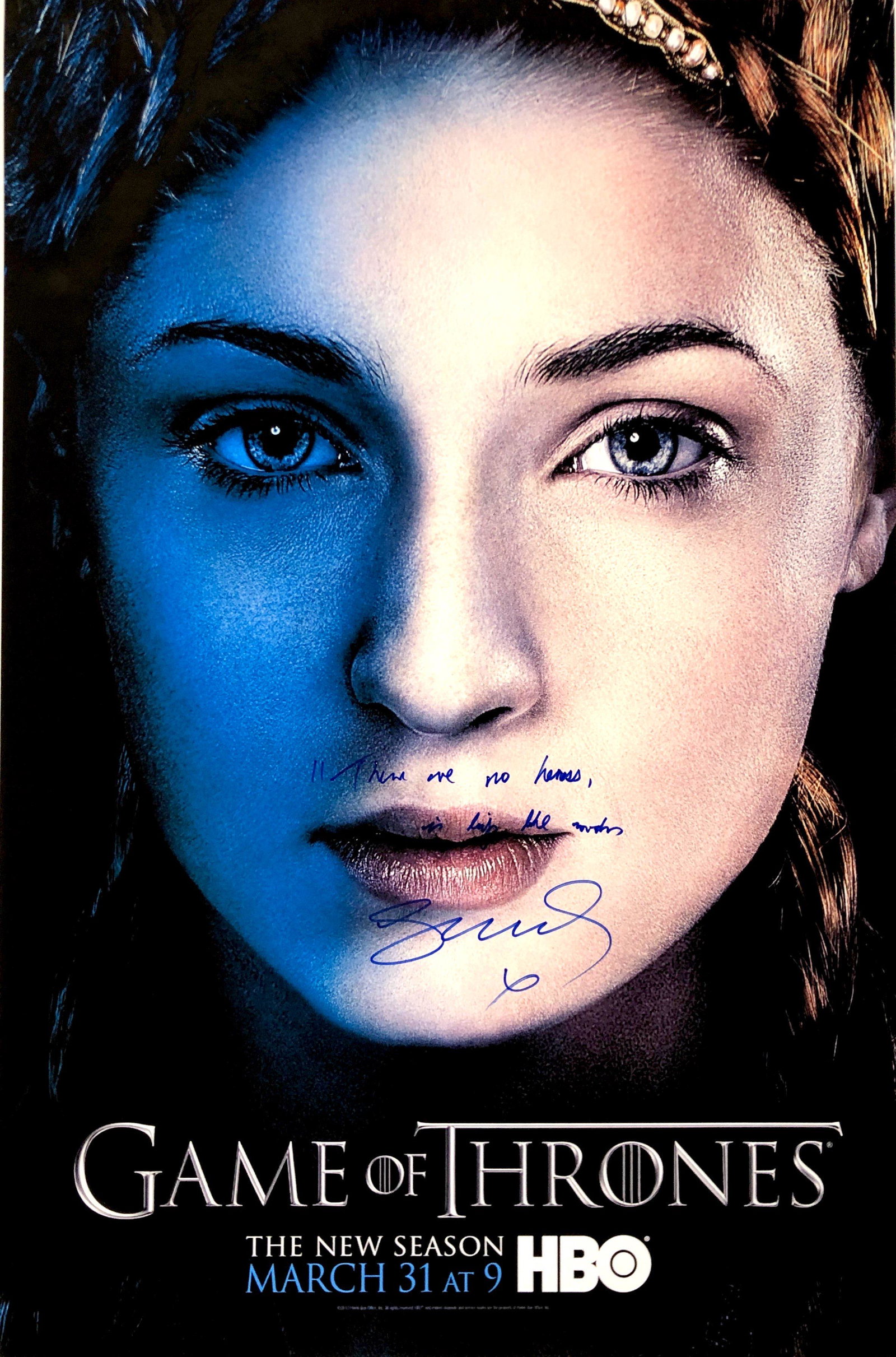 Autograph Signed Sophie Turner Game of Thrones Poster: Category: Autograph CollectiblesAutograph Includes: Sophie TurnerSize : 24' x 18''Item is in great condition with no damage, unframed and certified.Please review our Terms and Conditions before biddin