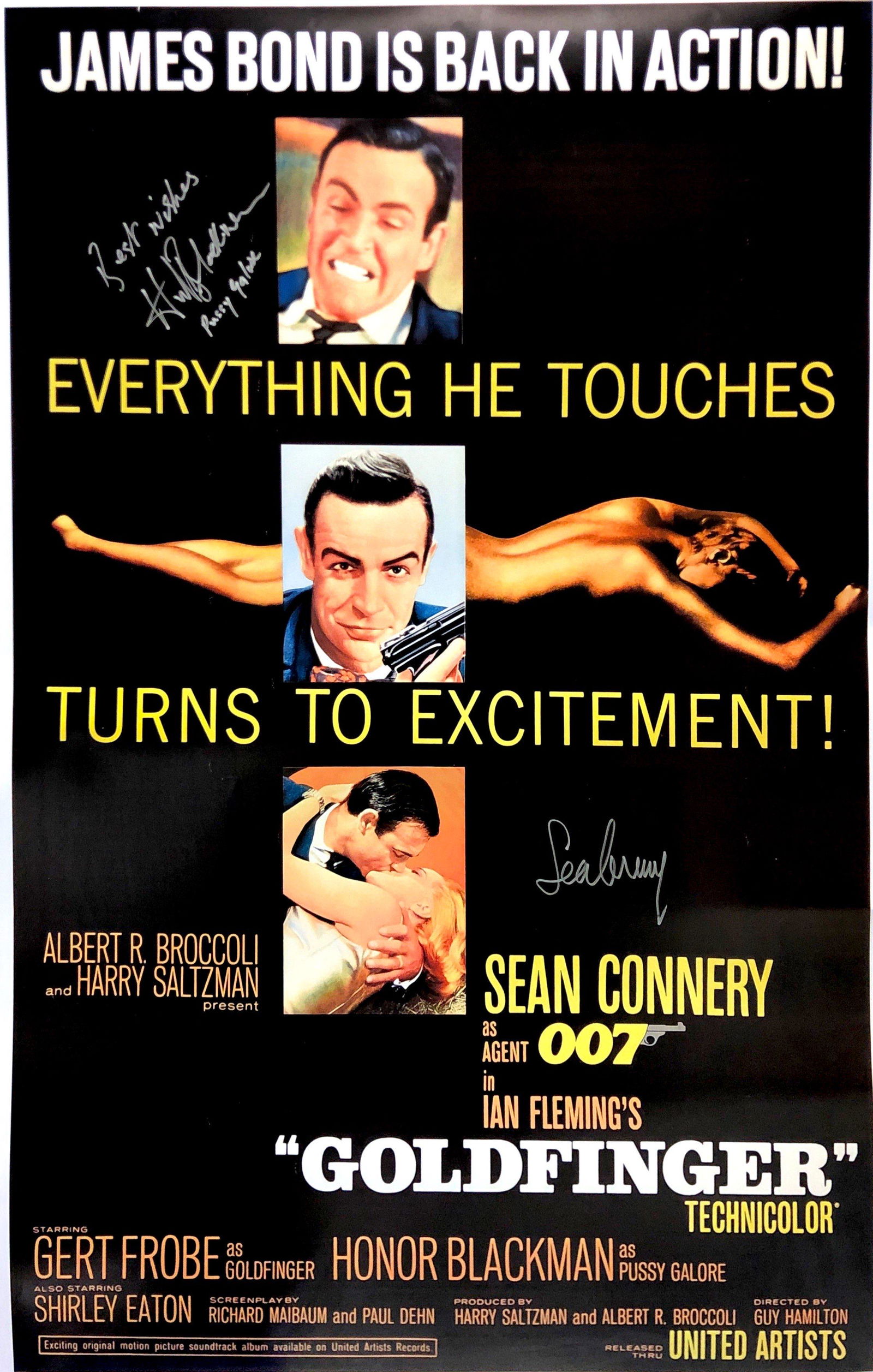 Autograph Signed James Bond 007 Goldfinger Poster (1 of 1)