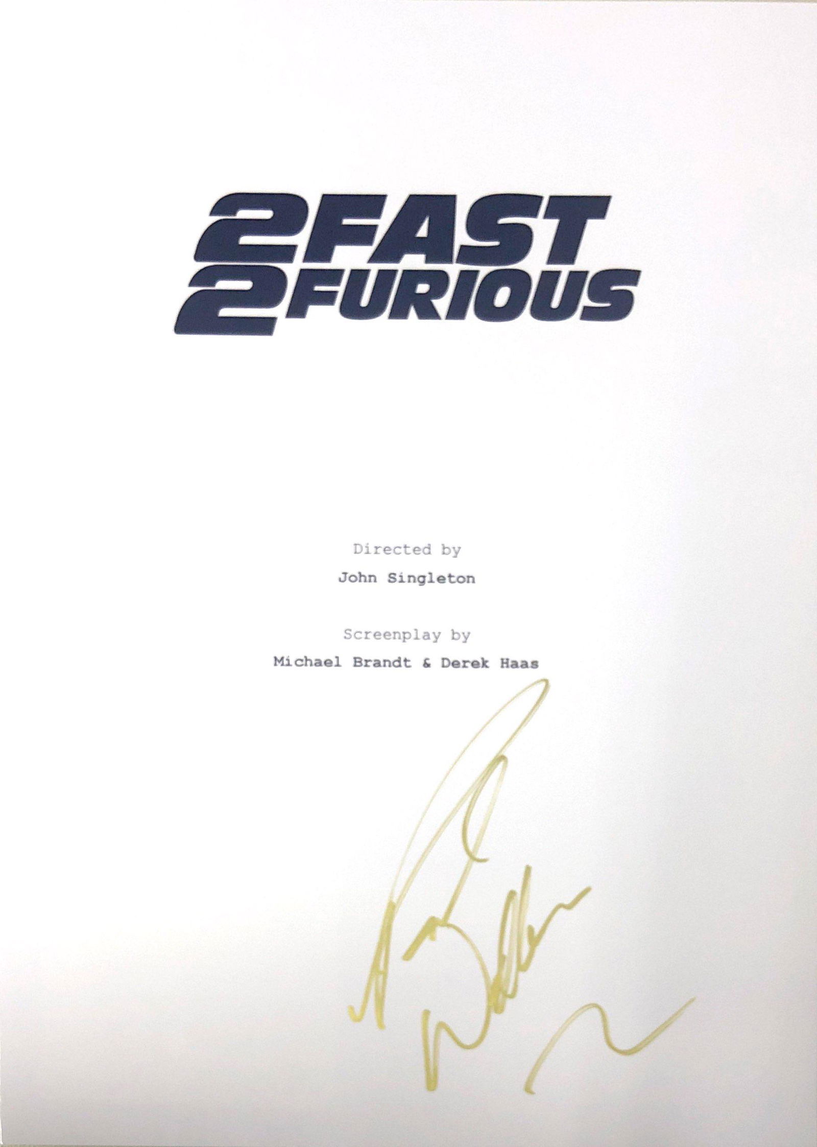 Autograph Signed 2 Fast 2 Furious Script Cover (1 of 1)