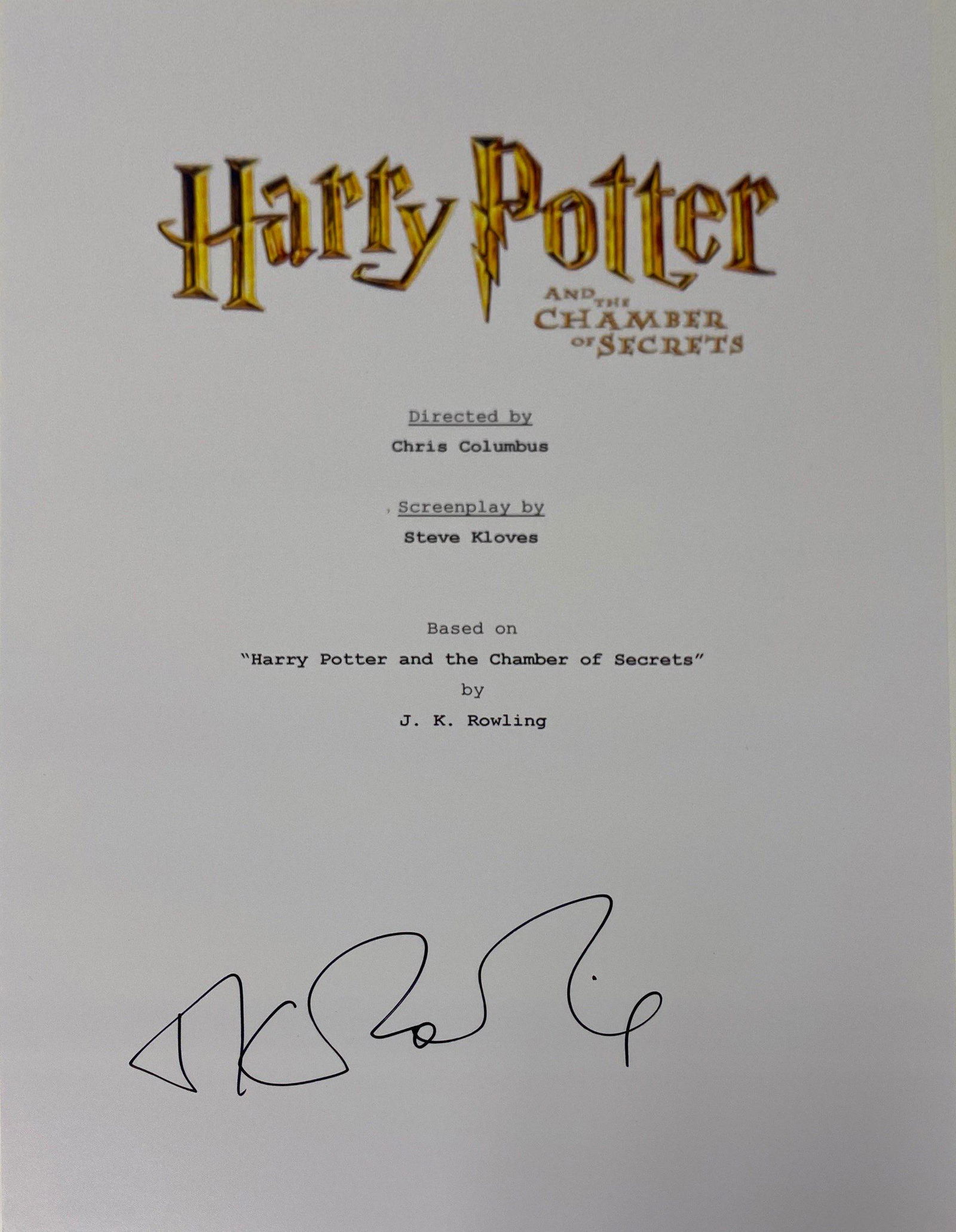 Autograph Signed Harry Potter Chamber of Secrets Script (1 of 1)