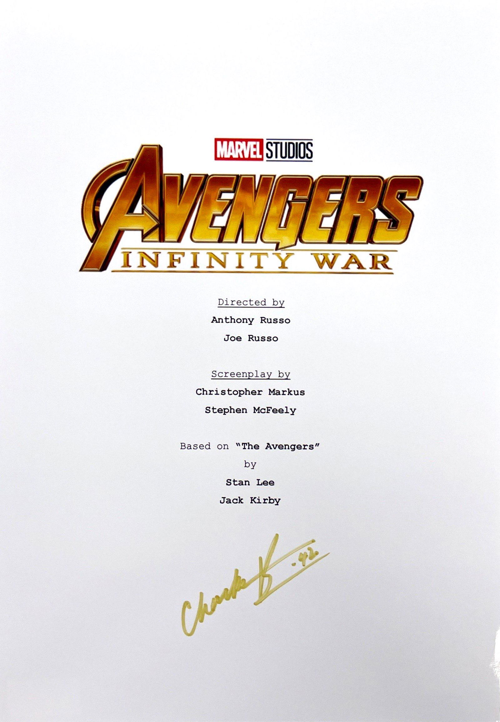 Autograph Signed Avengers Infinity War Script Cover (1 of 1)