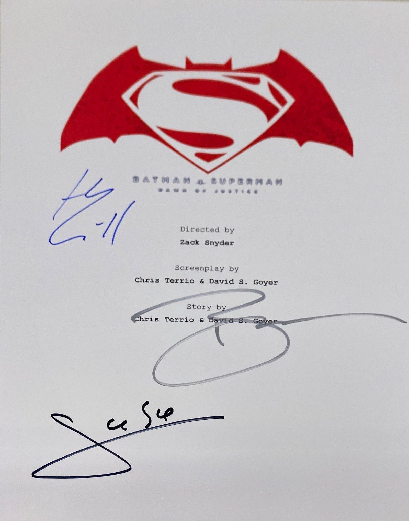 Autograph Signed Batman V Superman Script Cover (1 of 1)