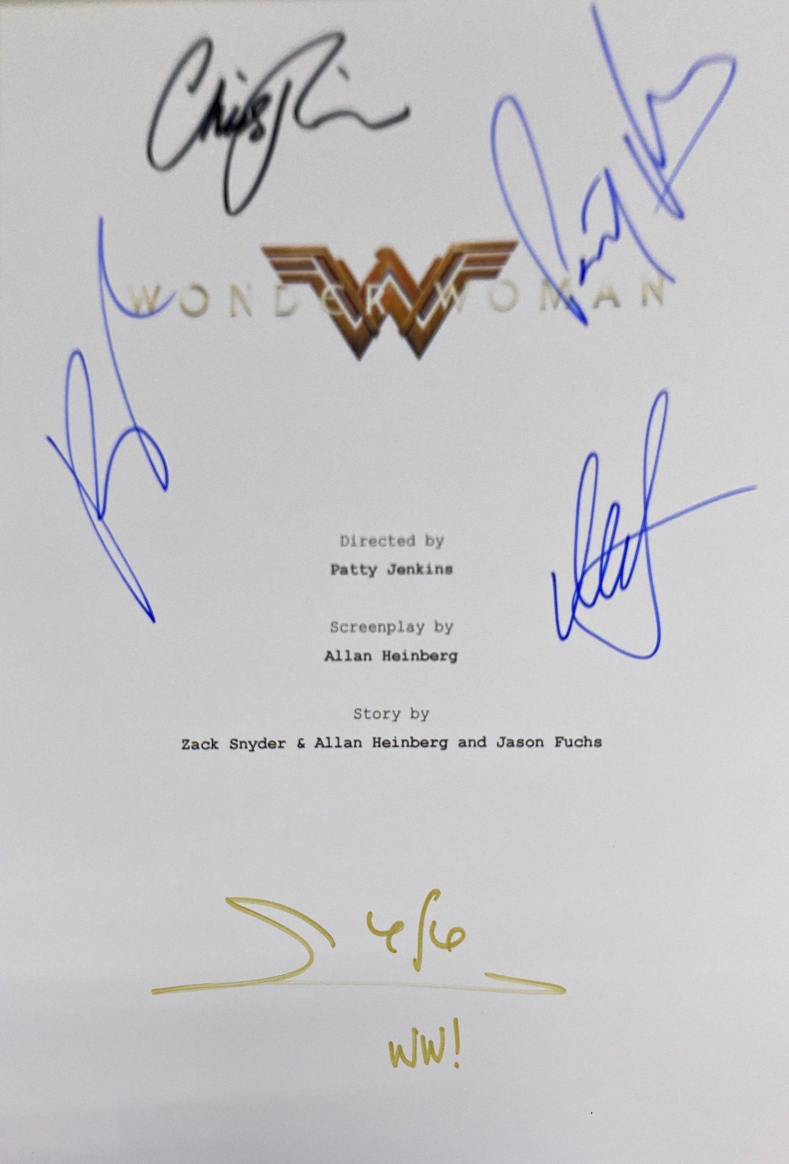 Autograph Signed Wonder Woman Script Cover (1 of 1)