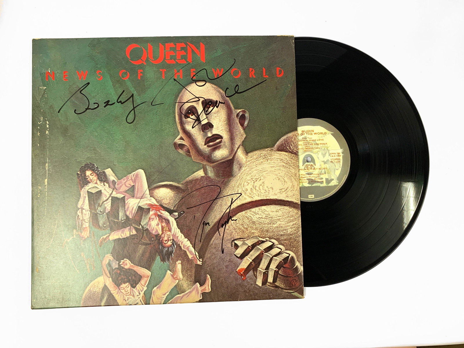 Autograph Signed Queen News of the World Vinyl (1 of 2)