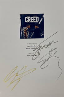 Autograph Signed Creed Script Cover Sylvester Stallone: Category: Autograph CollectiblesAutograph By: Sylvester Stallone, Michael B JordanSize : 8" x 10"Item is in great condition with no damage, unframed and certified.Please kindly read our Terms and Cond