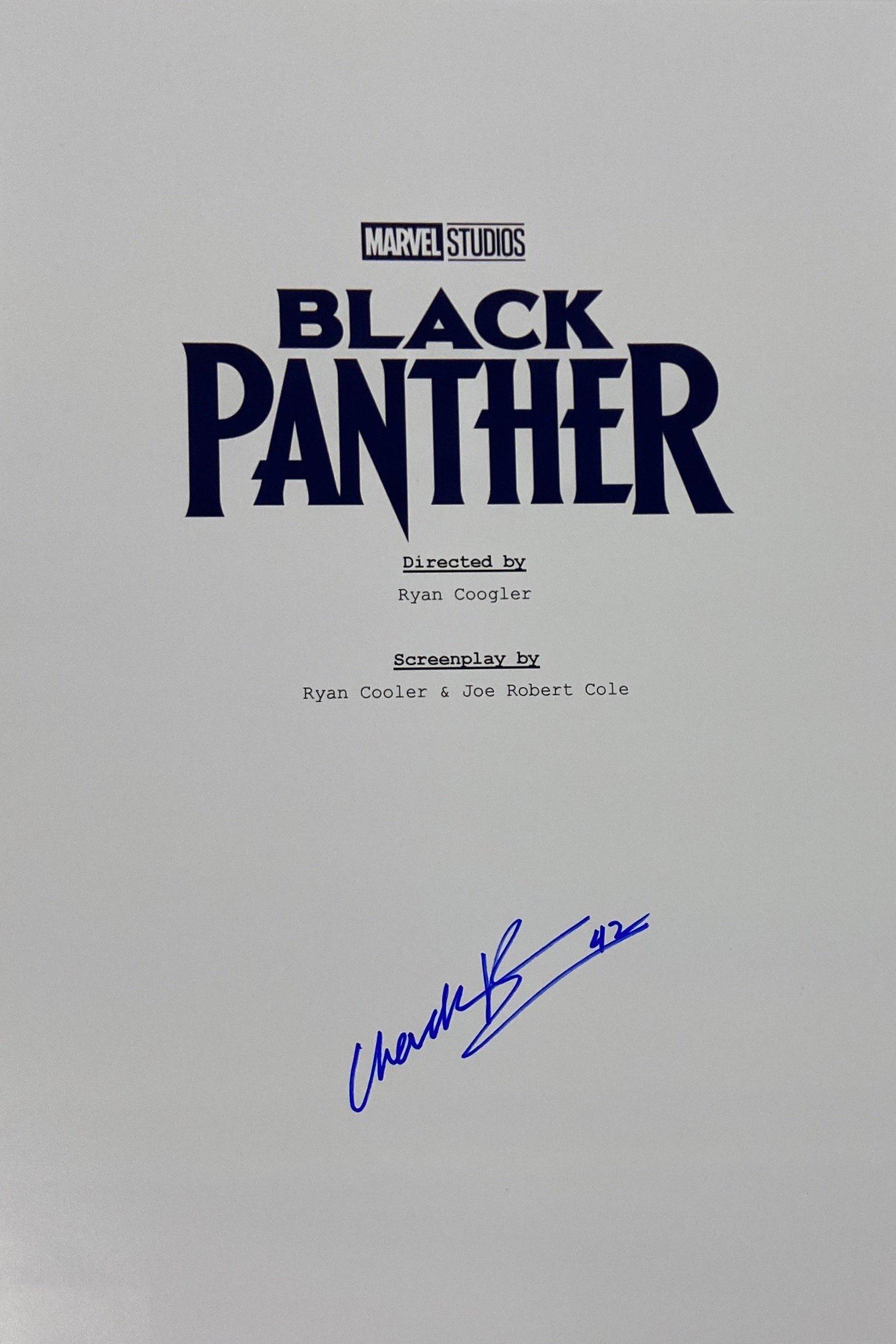 Autograph Signed Black Panther Script Cover Chadwick (1 of 1)