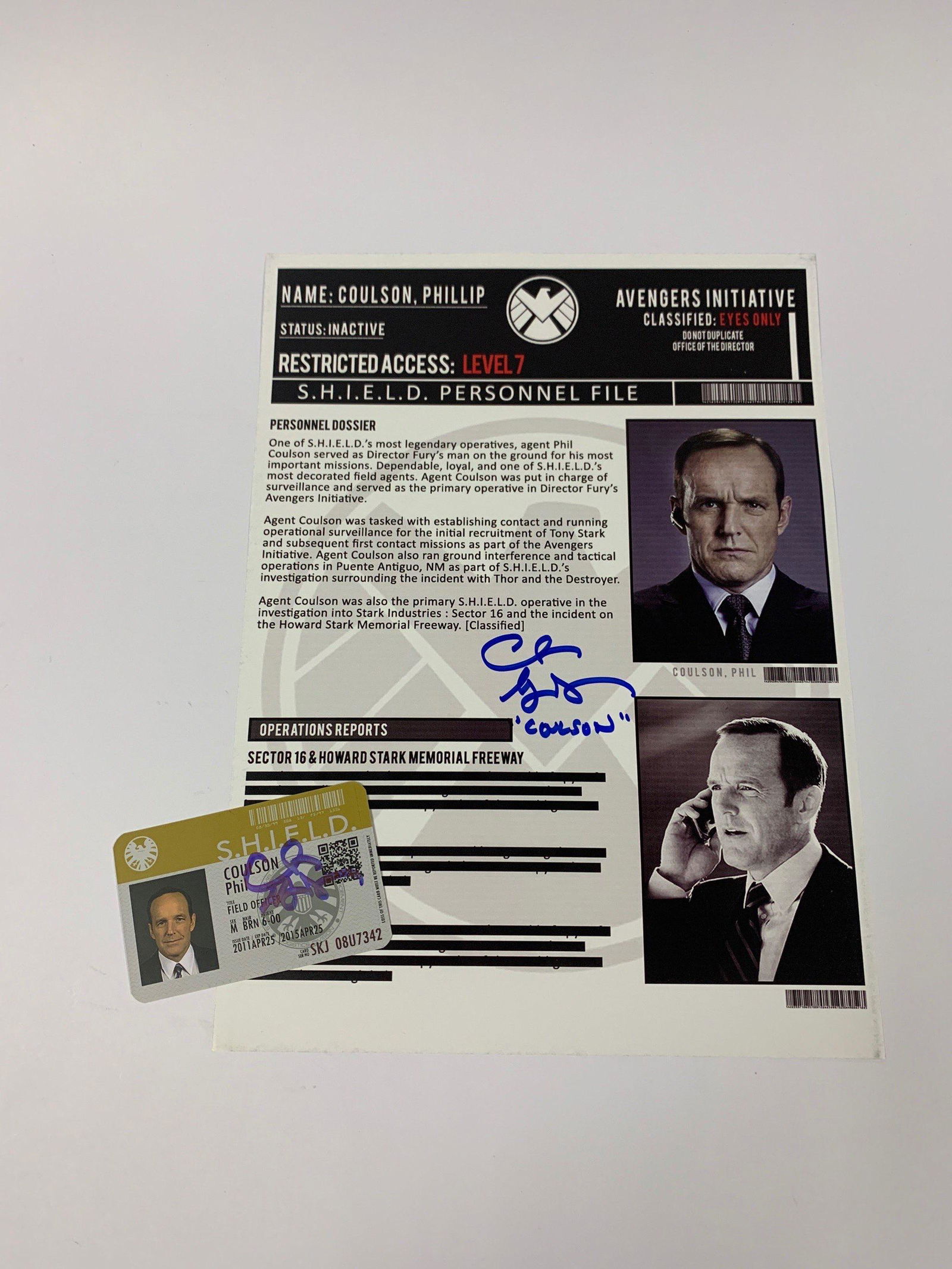 Signed Avnegers SHIELD Card Prints Clark Gregg (1 of 1)