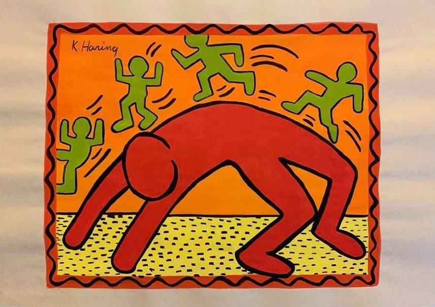 Keith Haring (In The Style of) Watercolor on paper (1 of 2)