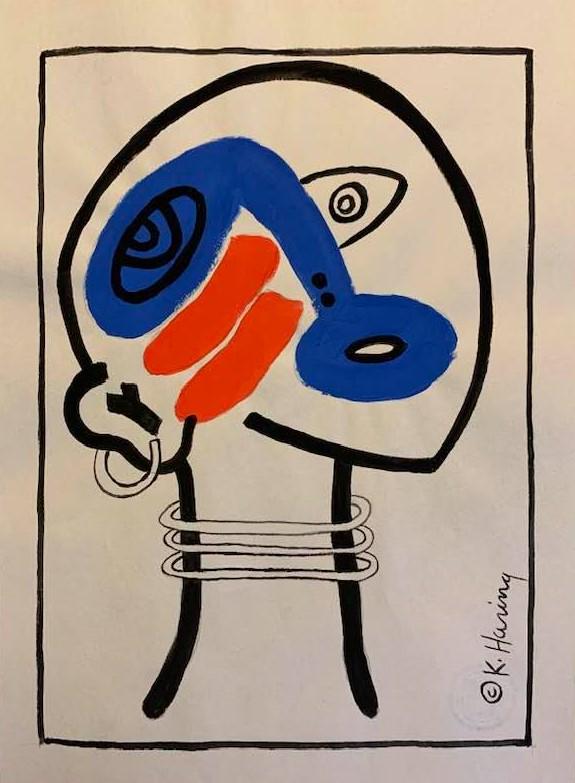 Keith Haring (In The Style of) Watercolor on paper (1 of 2)