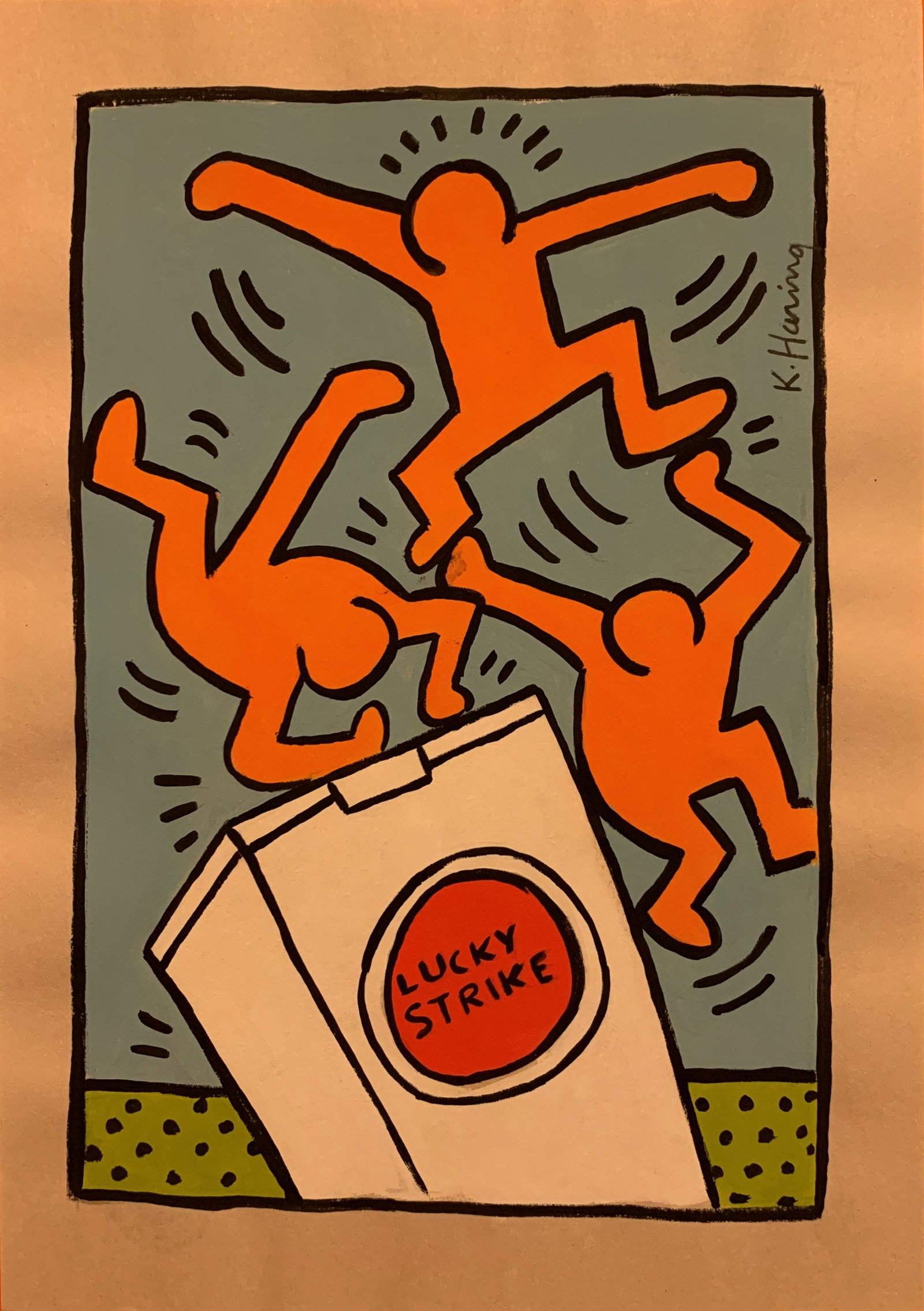 Keith Haring (In The Style of) Watercolor on paper: I. Â° Artist: Keith Haring (in the style of) Â° Dimensions in inches: (11 3/4 h x 8 1/4 w) Â° Medium: Watercolor on paper Â° Condition: good general condition Â° Provenance: Private collecti