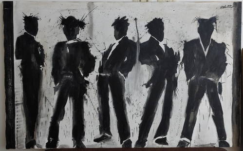 Oil - Richard Hambleton (After) XL Size Painting: I. ° Artist: Richard Hambleton (after) ° Dimensions in inches: (37 h X 59 w) ° Medium: Oil on canvas ° Condition: good general condition II. The oil and canvas are in perfect condition, a