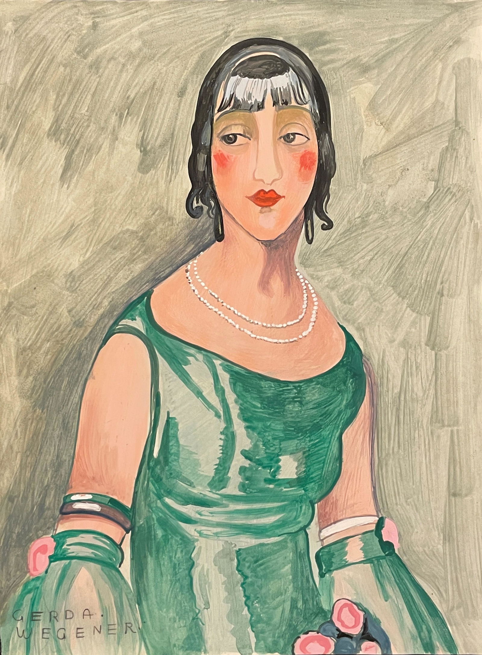 Gerda Wegener (In the style of) Watercolour and Pencil on Paper: I Â° Artist: Gerda Wegener (In the style of) Â° Dimensions in inches: (10 3/4 h x 8 w) Â° Medium: Watercolour and Pencil on Paper. Â° Condition: good general condition. II. PLEASE NOTE: Lots t