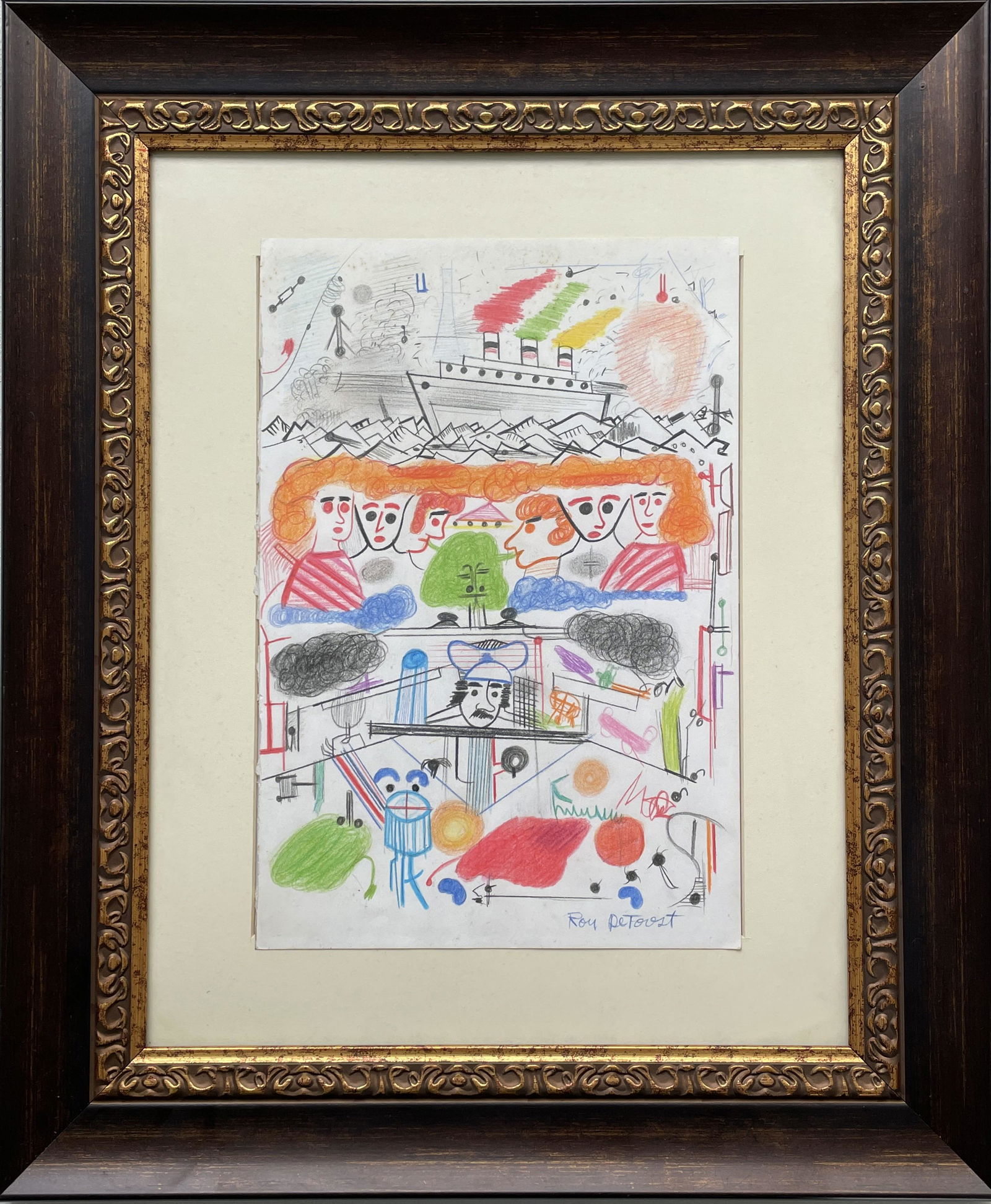 Roy De Forest (In The Style of) Drawin on paper: I. Â° Artist: Roy De Forest (in the style of) Â° Dimensions in inches: (10 3/4 high x 7 1/4 wide) Â° Condition: good general condition Â° Listing: Private Collection II. 1. The word "In the st