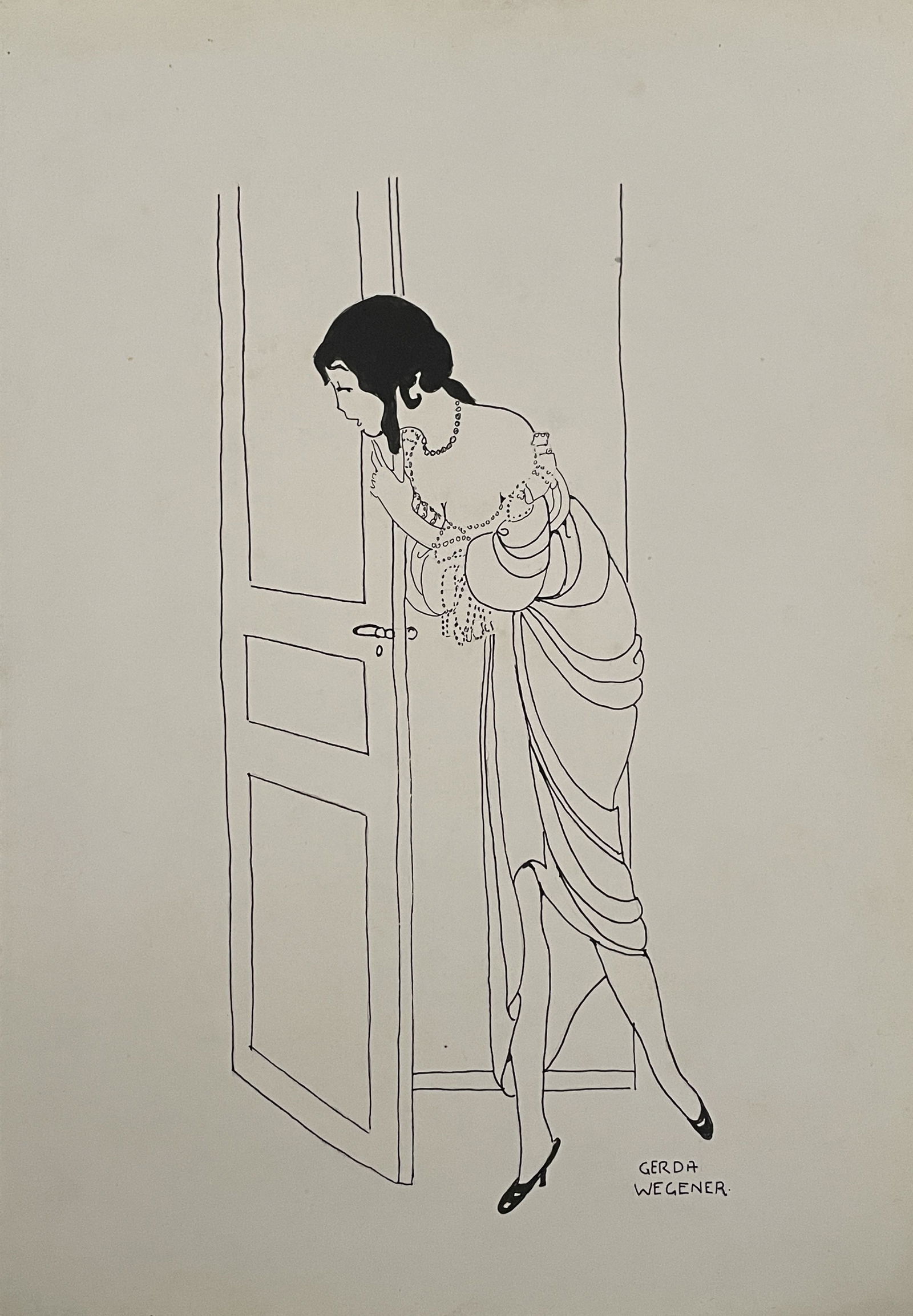 Gerda Wegener (In The Style of) Drawin on paper: I. Â° Artist: Gerda Wegener Â° Dimensions in inches: (11 3/4 high x 8 1/4 wide) Â° Condition: good general condition Â° Listing: Private Collection II. 1. The word "In the style of" is used fo