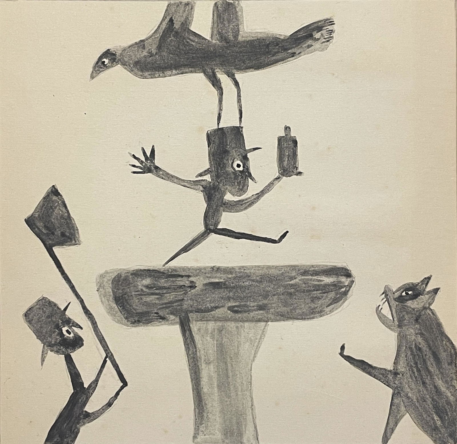 William Traylor (In the Style of) Drawin on paper: I. Â° Artist: Bill Traylor Â° Dimensions in inches: (7 1/4 high x 7 1/4 wide) Â° Condition: good general condition Â° Listing: Private Collection II. 1. The word "In the style of" is used for
