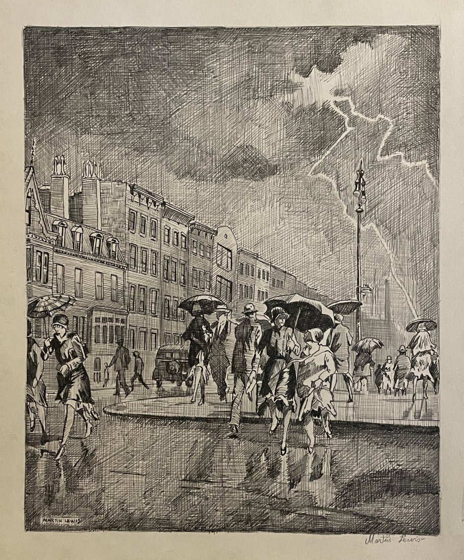 Martin Lewis (In the Style of) Drawin on paper: I. Â° Artist: Martin Lewis Â° Dimensions in inches: (10 high x 8 wide) Â° Condition: good general condition Â° Listing: Private Collection II. 1. The word "In the style of" is used for a work 