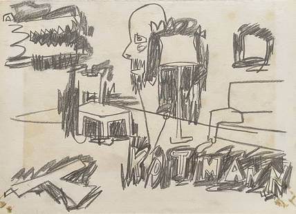 Matthias Weischer "in the style of" Drawin on paper: I. ° Artist: Matthias Weischer ° Medium: charcoal on paper ° Condition: good general condition II. 1. The word "In the style of" is used for a work by an unknown creator who has created a cop