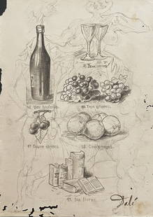 Salvador Dali "in the style of" Drawin on paper: I. ° Artist: Salvador Dali ° Medium: pencil on old paper ° Condition: good general condition. II. 1. The word "In the style of" is used for a work by an unknown creator who has created a