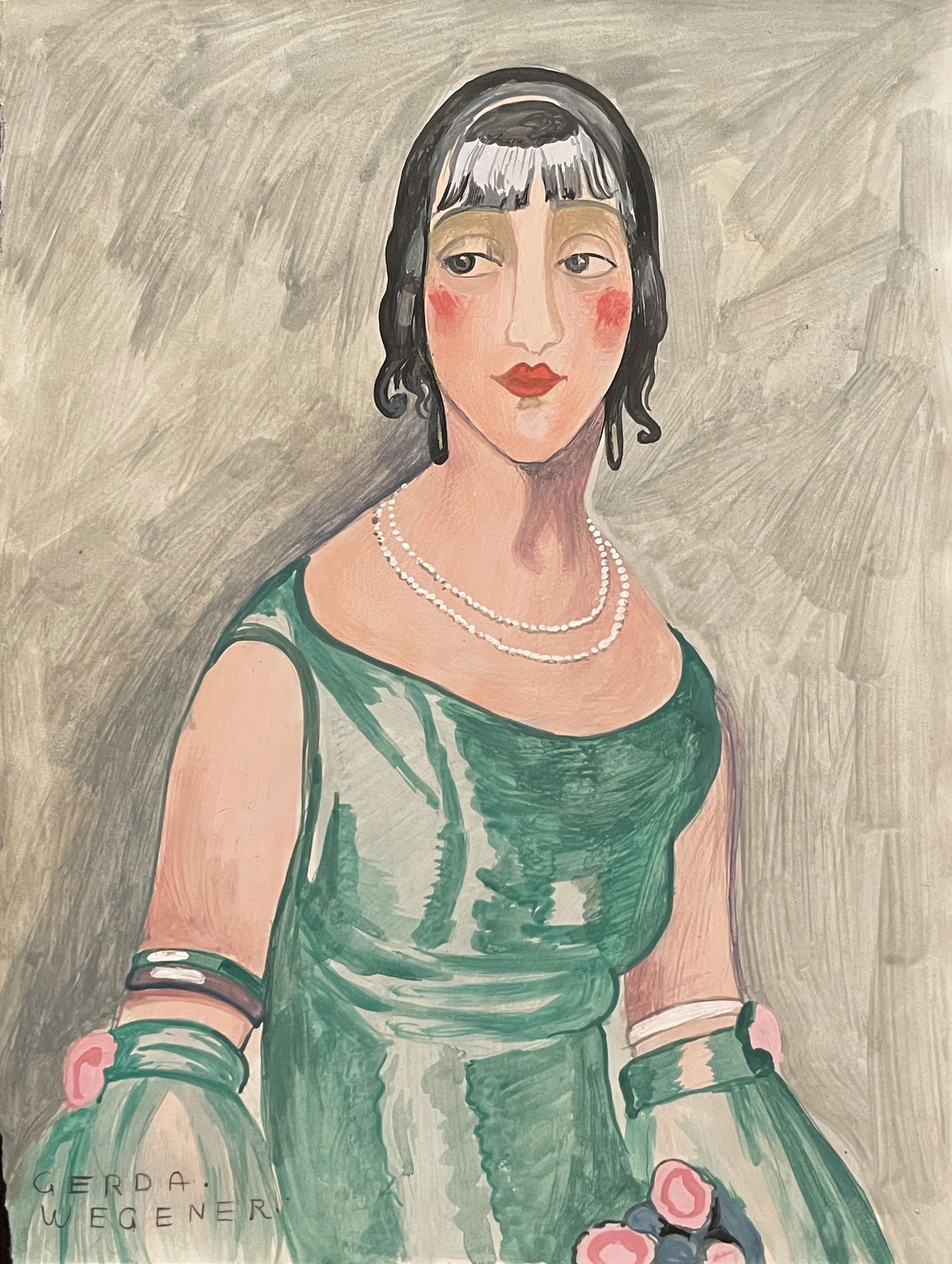 Gerda Wegener "in the style of" Drawin on paper: "I Â° Artist: Gerda Wegener Â° Medium: Watercolour and Pencil on Paper. Â° Condition: good general condition. II. 1. The word ""In the style of"" is used for a work by an unknown creator who has