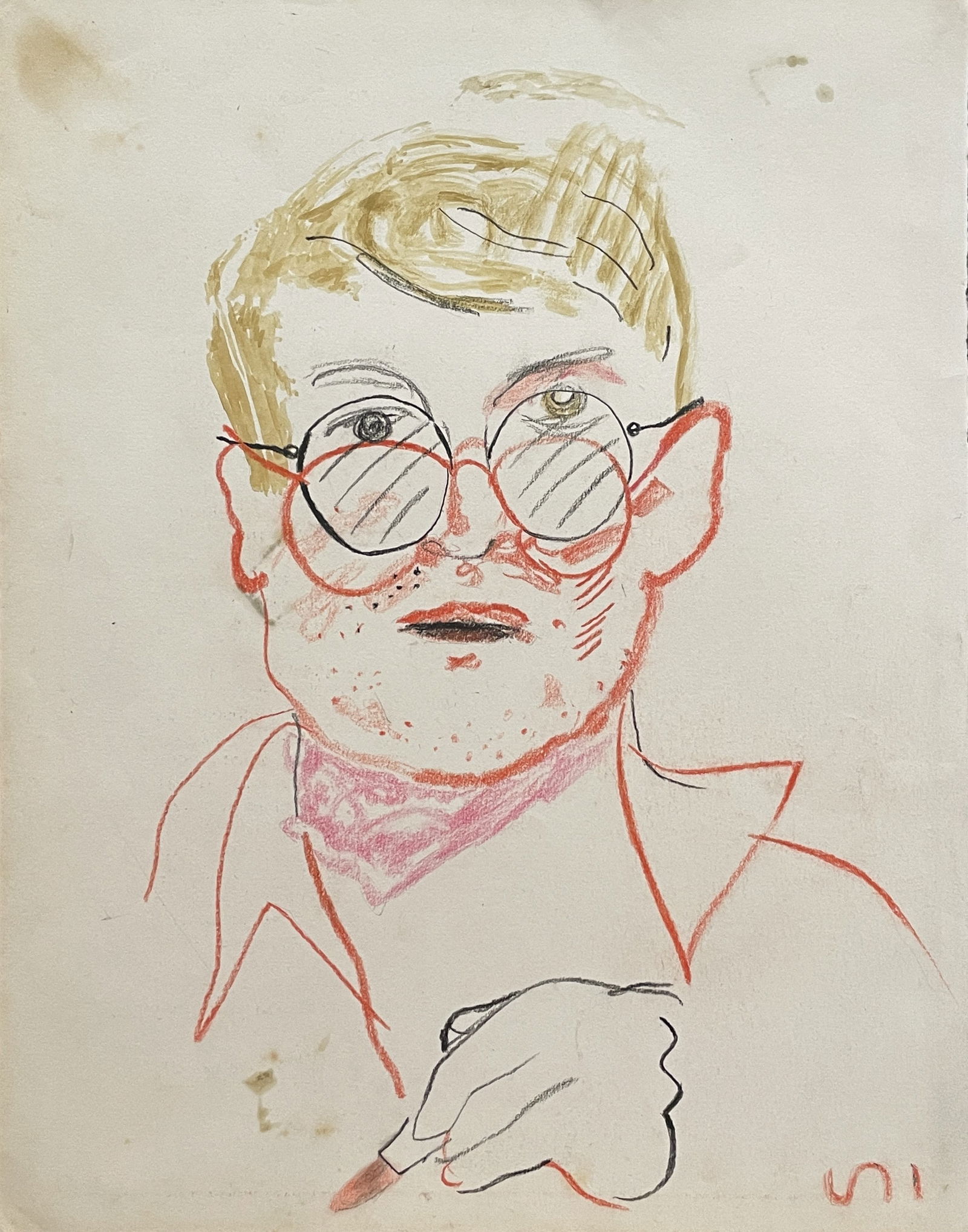 David Hockney "in the style of" Drawin on paper (1 of 2)
