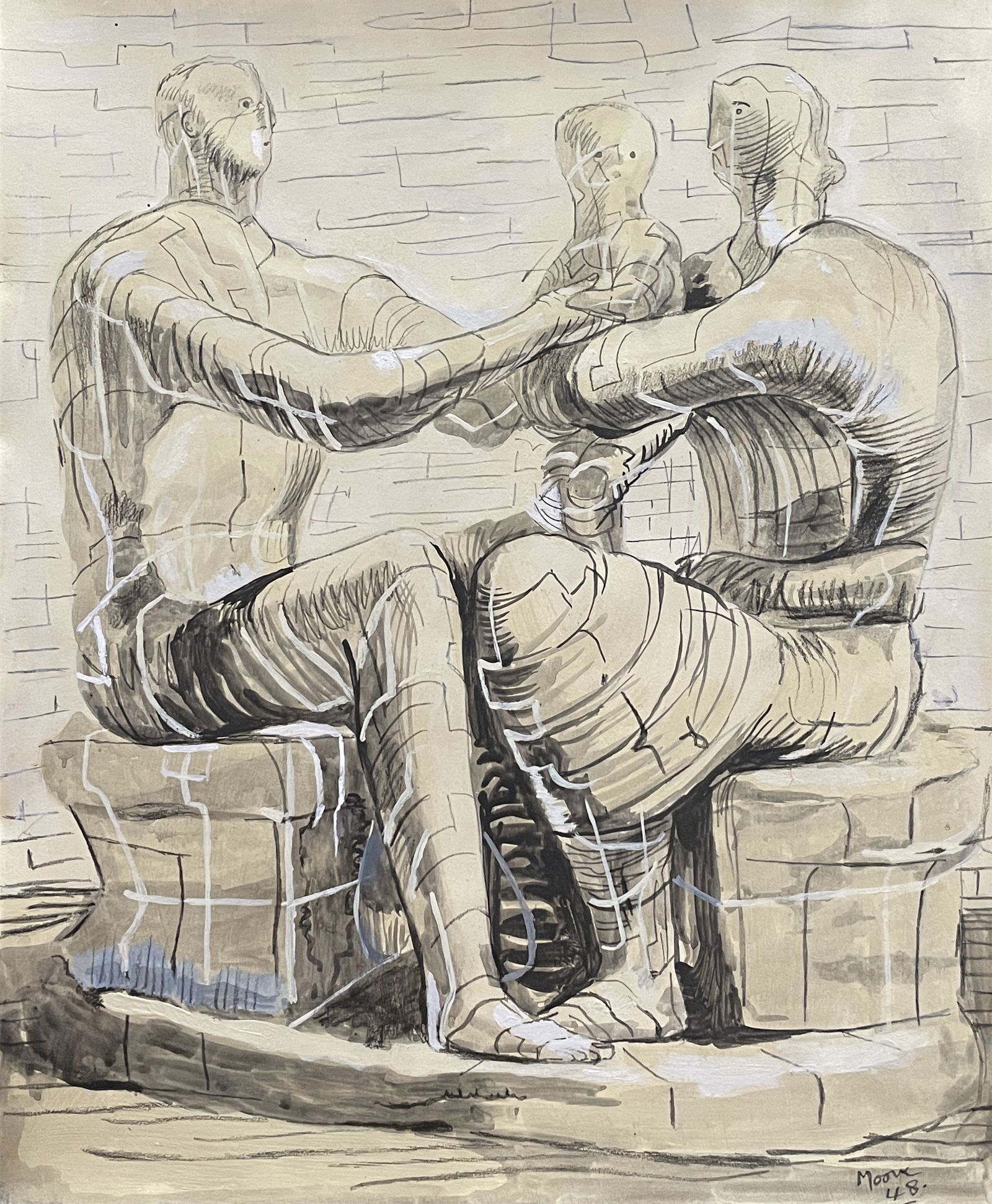 Henry Moore "in the style of" Drawin on paper (1 of 2)