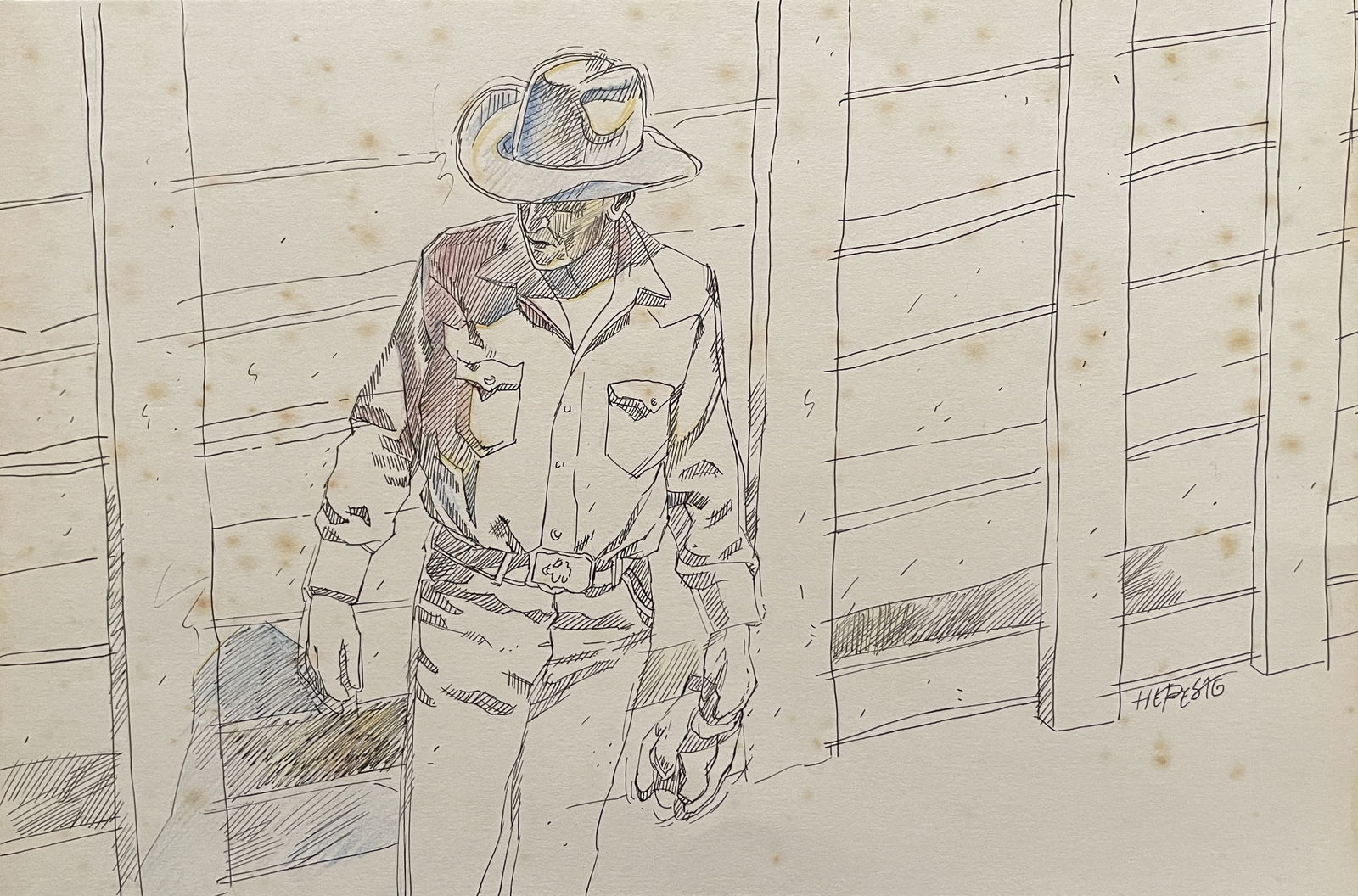 Howard Post "in the style of" Drawin on paper: I. Â° Artist: Howard Post Â° Condition: good general condition Â° Listing: Private Collection II. 1. The word "In the style of" is used for a work by an unknown creator who has created a copy of