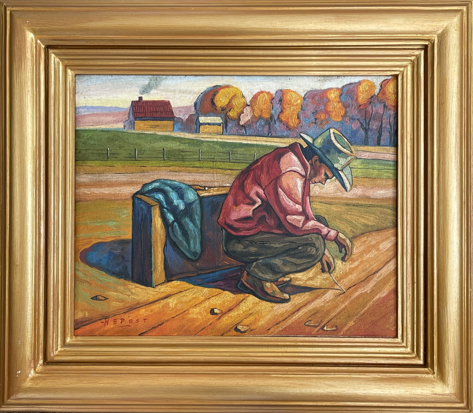 Howard Post "in the style of" Oil on canvas - Framed: I. Â° Artist: Howard Post Â° Condition: good general condition Â° Listing: Private Collection II. 1. The word "In the style of" is used for a work by an unknown creator who has created a copy of