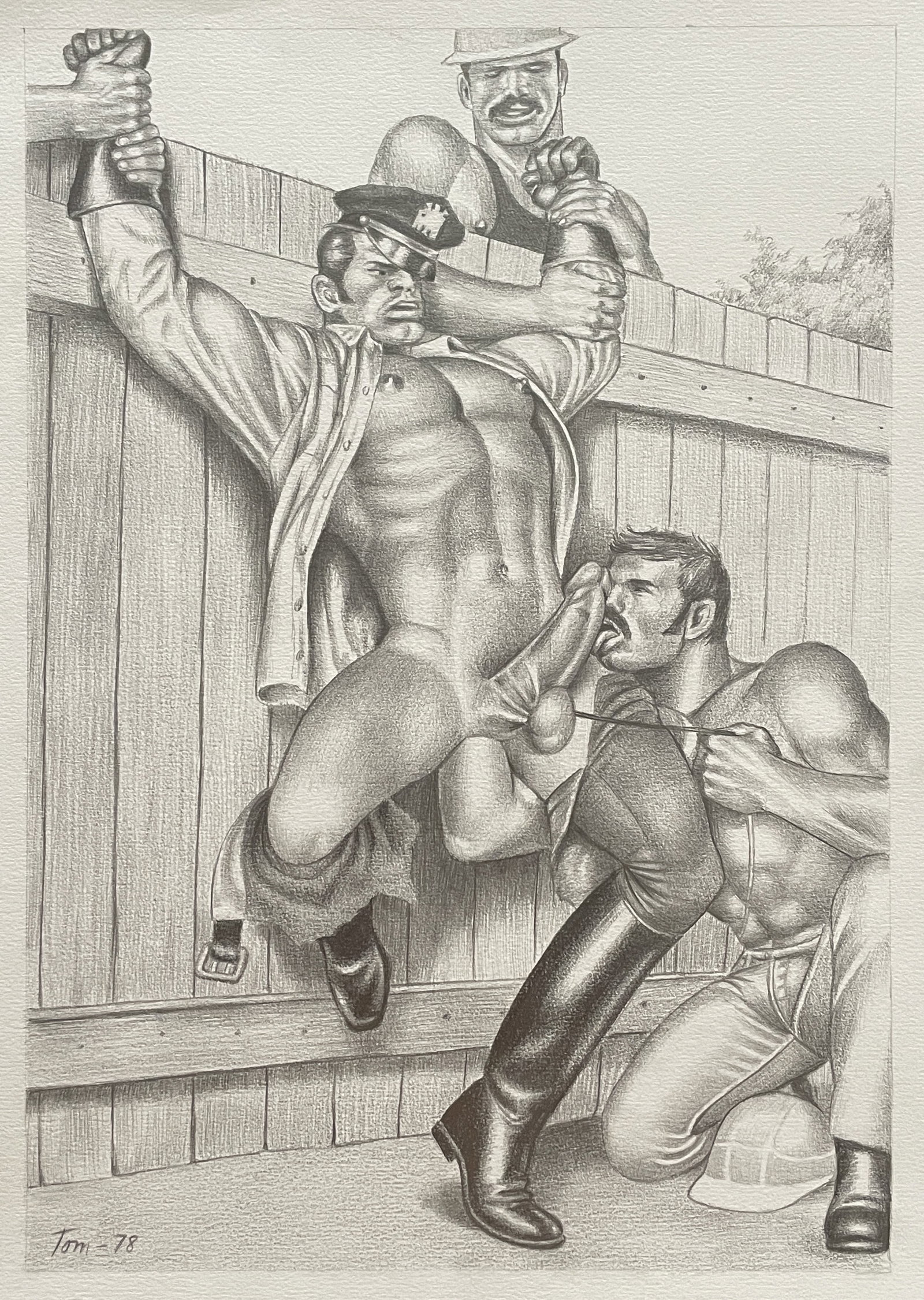Tom of Finland (In the style) Drawin on paper: I. Â° Artist: Tom of Finland Â° Condition: good general condition Â° Listing: Private Collection II. 1. The word "In the style of" is used for a work by an unknown creator who has created a copy