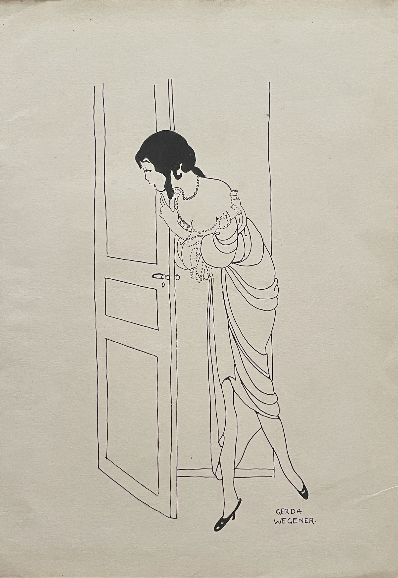 Gerda Wegener (In the style) Drawin on paper: I. Â° Artist: Gerda Wegener Â° Condition: good general condition Â° Listing: Private Collection II. 1. The word "In the style of" is used for a work by an unknown creator who has created a copy