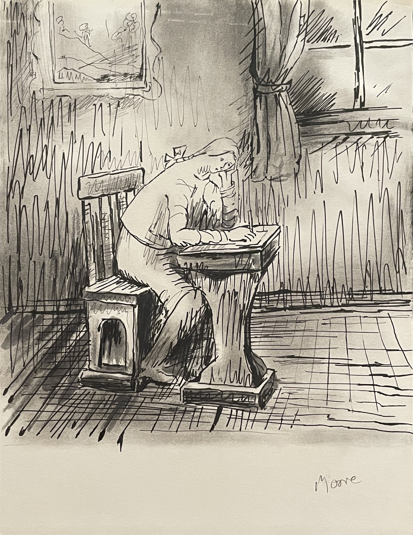 Henry Moore (In the Style of) Drawin on paper (1 of 2)