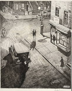 Martin Lewis (In the Style of) Drawin on paper: I. Â° Artist: Martin Lewis Â° Condition: good general condition Â° Listing: Private Collection II. 1. The word "In the style of" is used for a work by an unknown creator who has created a copy o