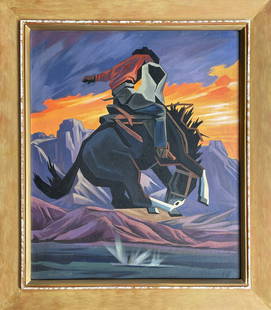 Ed Mell (In the Style of) Oil on canvas - Framed: I. ° Artist:Ed Mell ° Condition: good general condition ° Listing: Private Collection II. 1. The word "In the style of" is used for a work by an unknown creator who has created a copy of a kn