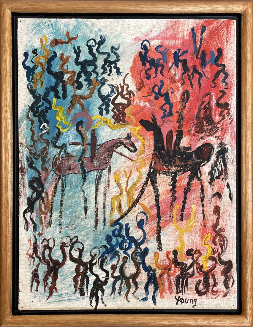 Purvis Young (in the style of) Oil on board - Framed (1 of 2)