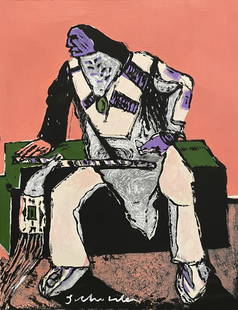 Fritz Scholder (In the style of) Drawing on paper: I. ° Artist: Fritz Scholder ° Condition: good general condition ° Listing: Private Collection II. 1. The word "In the style of" is used for a work by an unknown creator who has created a copy of a
