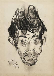 Anatoly Zverev (In the style of) Drawin on paper: I. ° Artist: Anatoly Zverev ° Medium: Graphite - charcoal on very old paper ° Condition: good general condition ° Provenance: Private Collection II. The drawing has a writing in the lower left and