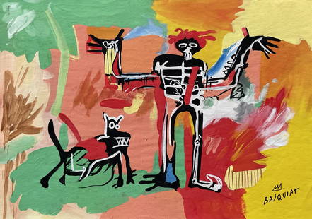 Michel Basquiat (In the Style of) Drawin on paper: I. ° Artist: Jean-Michel Basquiat ° Condition: good general condition ° Listed: Private Collection II. 1. The word "In the style of" is used for a work by an unknown creator who has created a copy
