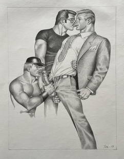 Tom of Finland (In the style of) Drawin on paper: I. ° Artist: Tom of Finland ° Condition: good general condition ° Listing: Private Collection II. 1. The word "In the style of" is used for a work by an unknown creator who has created a copy of