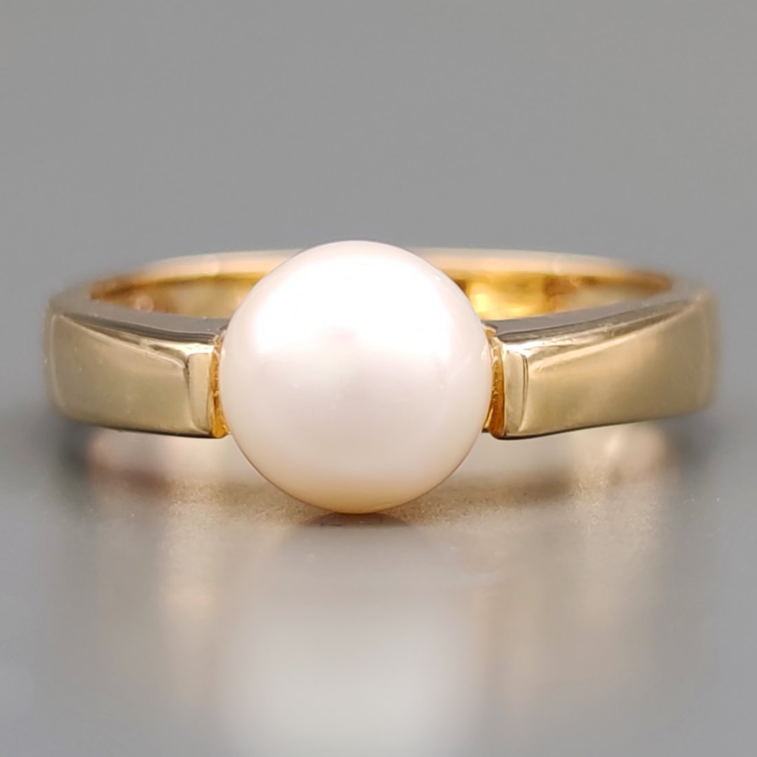 18 kt.Yellow gold - Ring - Akoya pearl mm 7.60 (1 of 8)