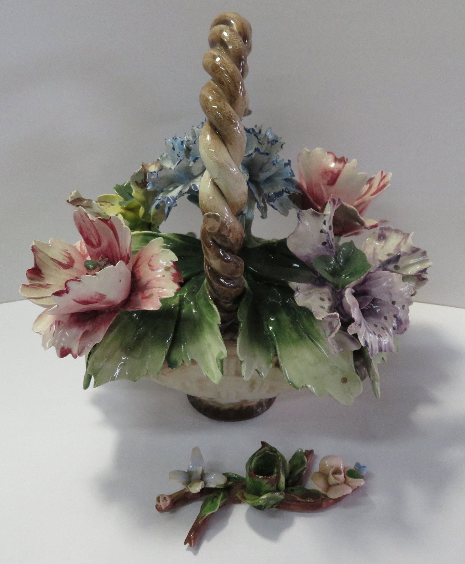 Unique Large Capodimonte Italy Floral Basket (1 of 10)