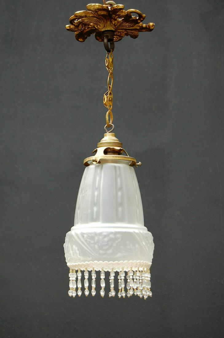 French Opaque Glass Art Deco ceiling lamp (1 of 12)