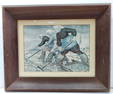 Vintage print Breton wood framed